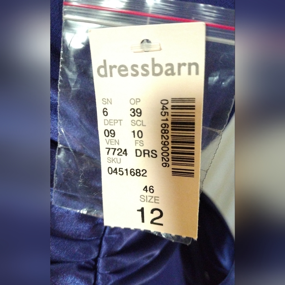 Dressbarn TAG Halter Dress, midi, Blue Satin Waist with Tie, Lined, V-Neck, 12 - Picture 2 of 9